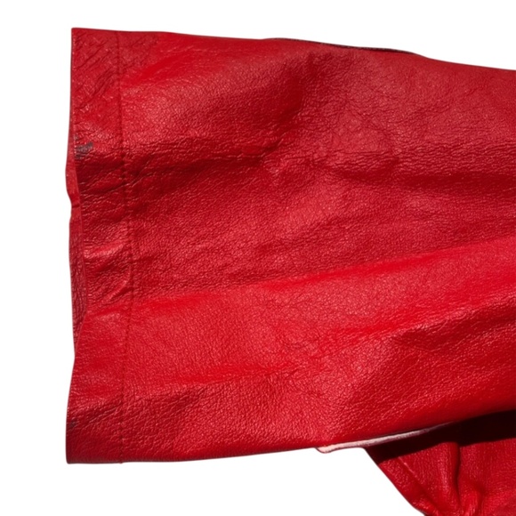 Vintage Jeff Hamilton NBA Patch Red Leather & Suede Sports Shirt XL - Picture 12 of 12